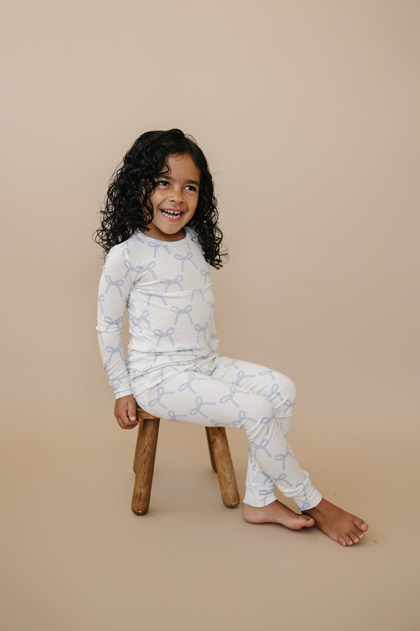 Blue Belle 2pc Ribbed Bamboo Pajamas by Little Joy Co., product view 19