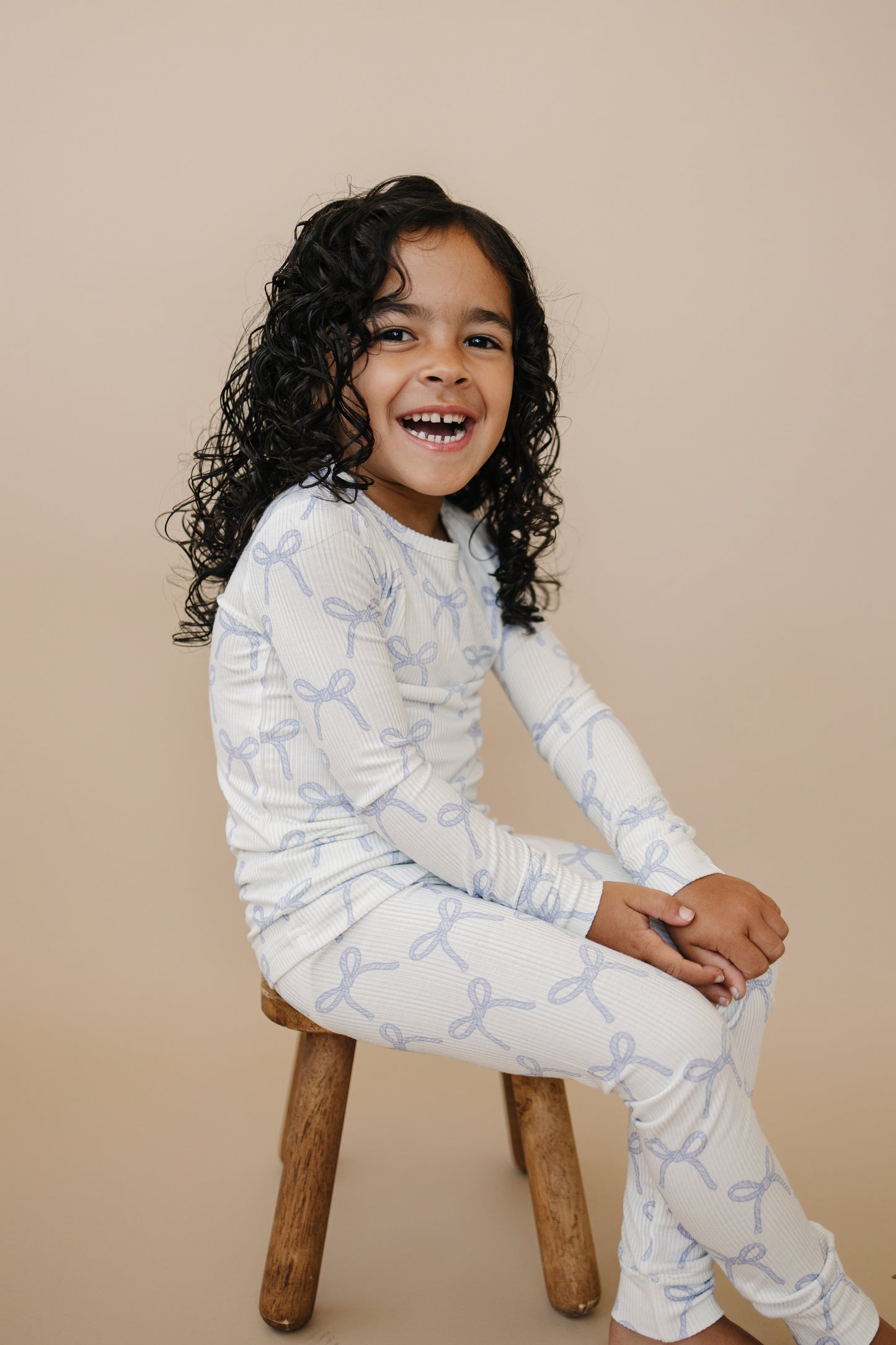 Blue Belle 2pc Ribbed Bamboo Pajamas by Little Joy Co., product view 20