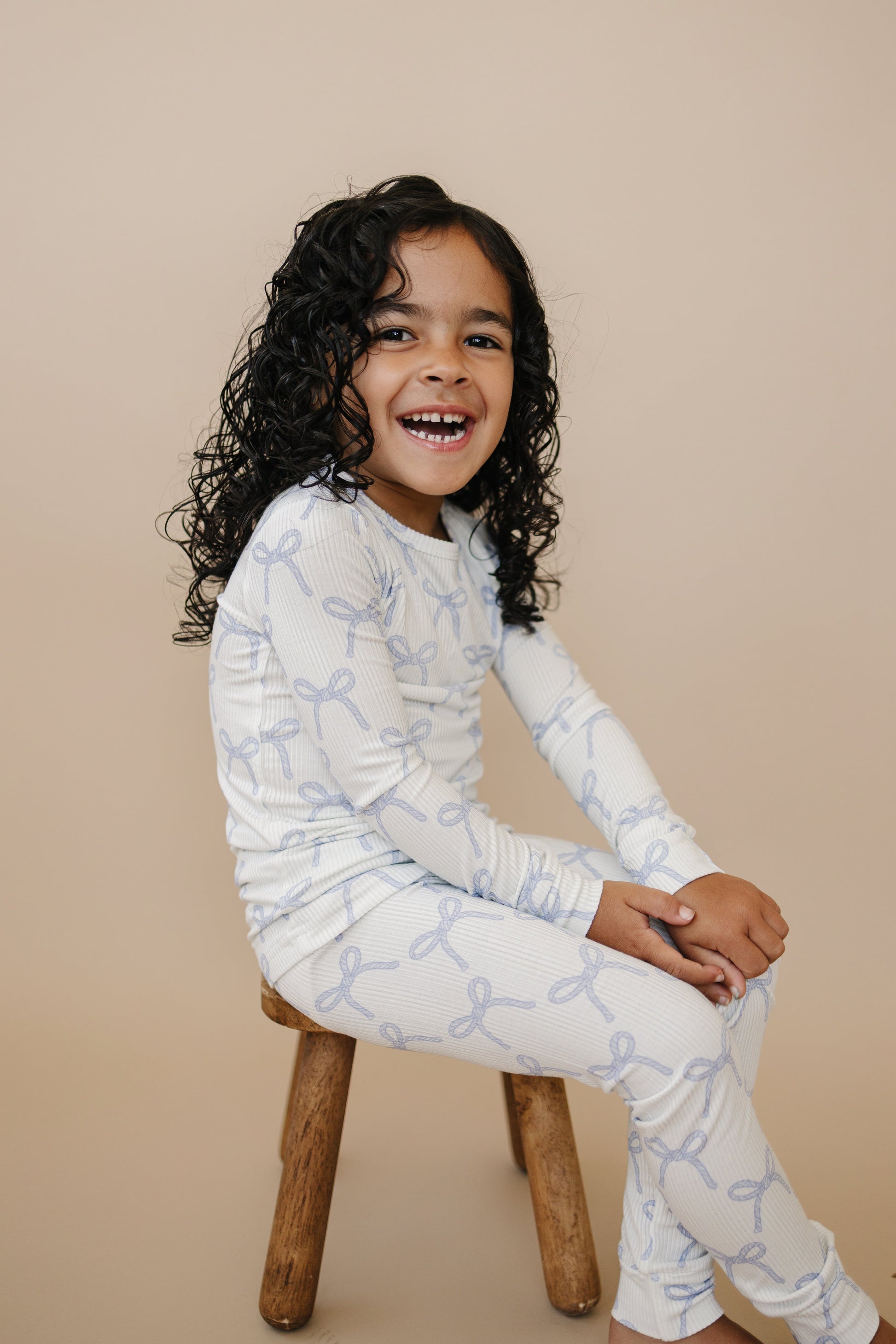 Blue Belle 2pc Ribbed Bamboo Pajamas by Little Joy Co., product view 20