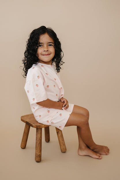 Organic Cotton Strawberry Print Shorts Set by Little Joy Co., product view 13