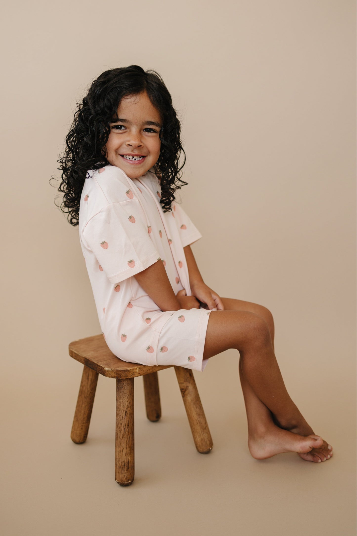 Organic Cotton Strawberry Print Shorts Set by Little Joy Co., product view 14