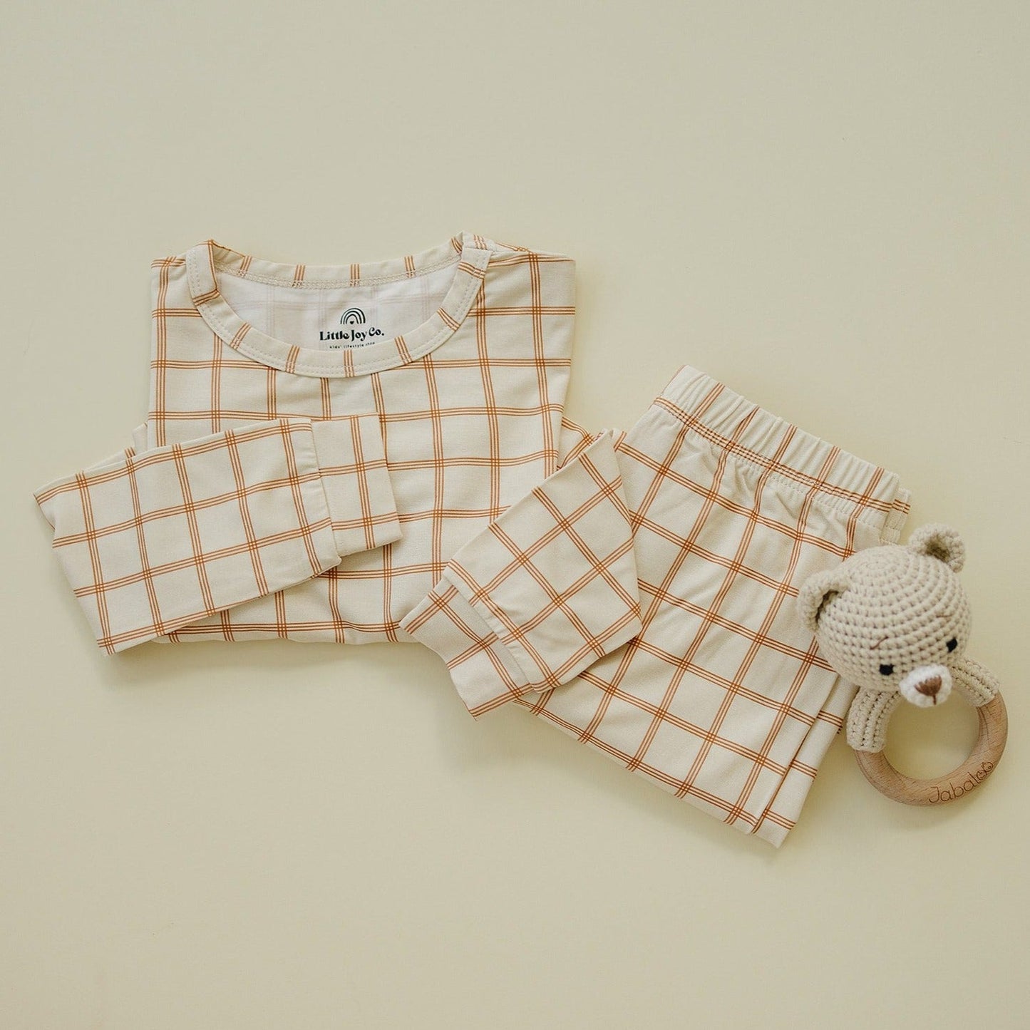 Burnt Orange Plaid 2pc Bamboo Pajamas by Little Joy Co.