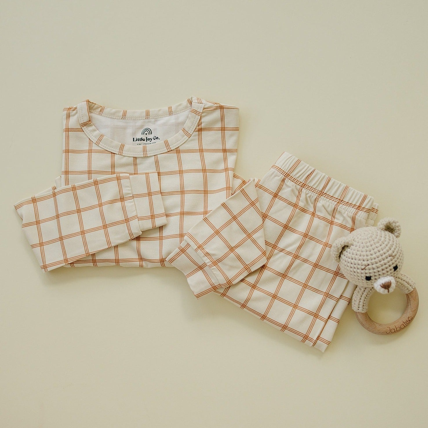 Burnt Orange Plaid 2pc Bamboo Pajamas by Little Joy Co.