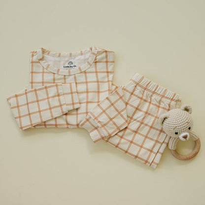 Burnt Orange Plaid 2pc Bamboo Pajamas by Little Joy Co.