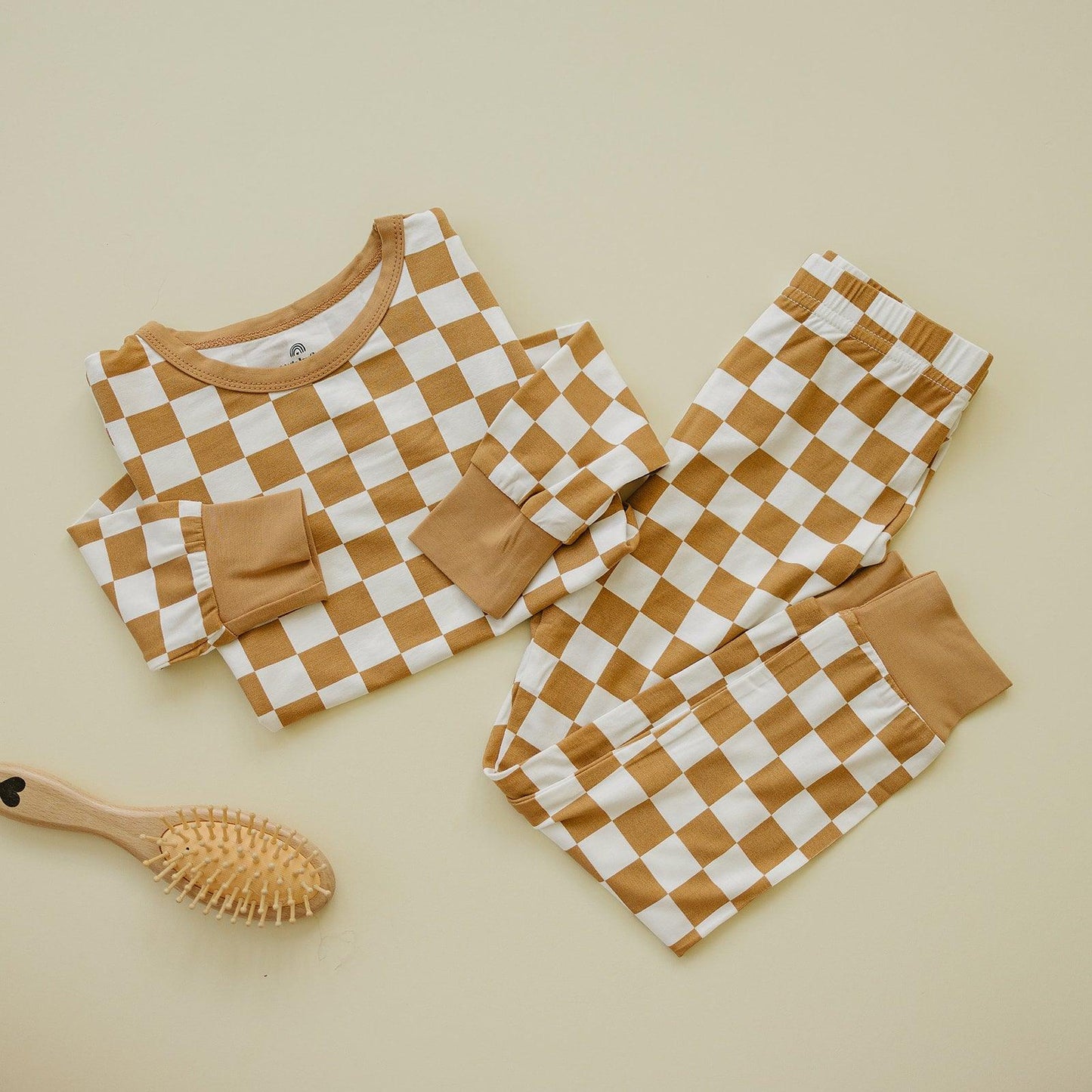 Golden Coast Check 2pc Bamboo Pajamas by Little Joy Co., product view 3