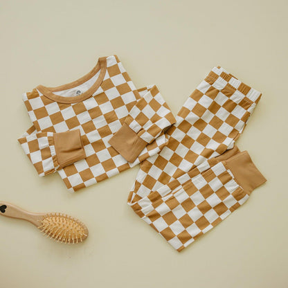 Golden Coast Check 2pc Bamboo Pajamas by Little Joy Co., product view 3