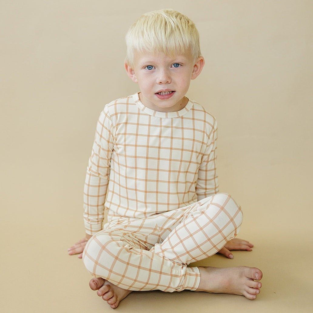 Burnt Orange Plaid 2pc Bamboo Pajamas by Little Joy Co., product view 8