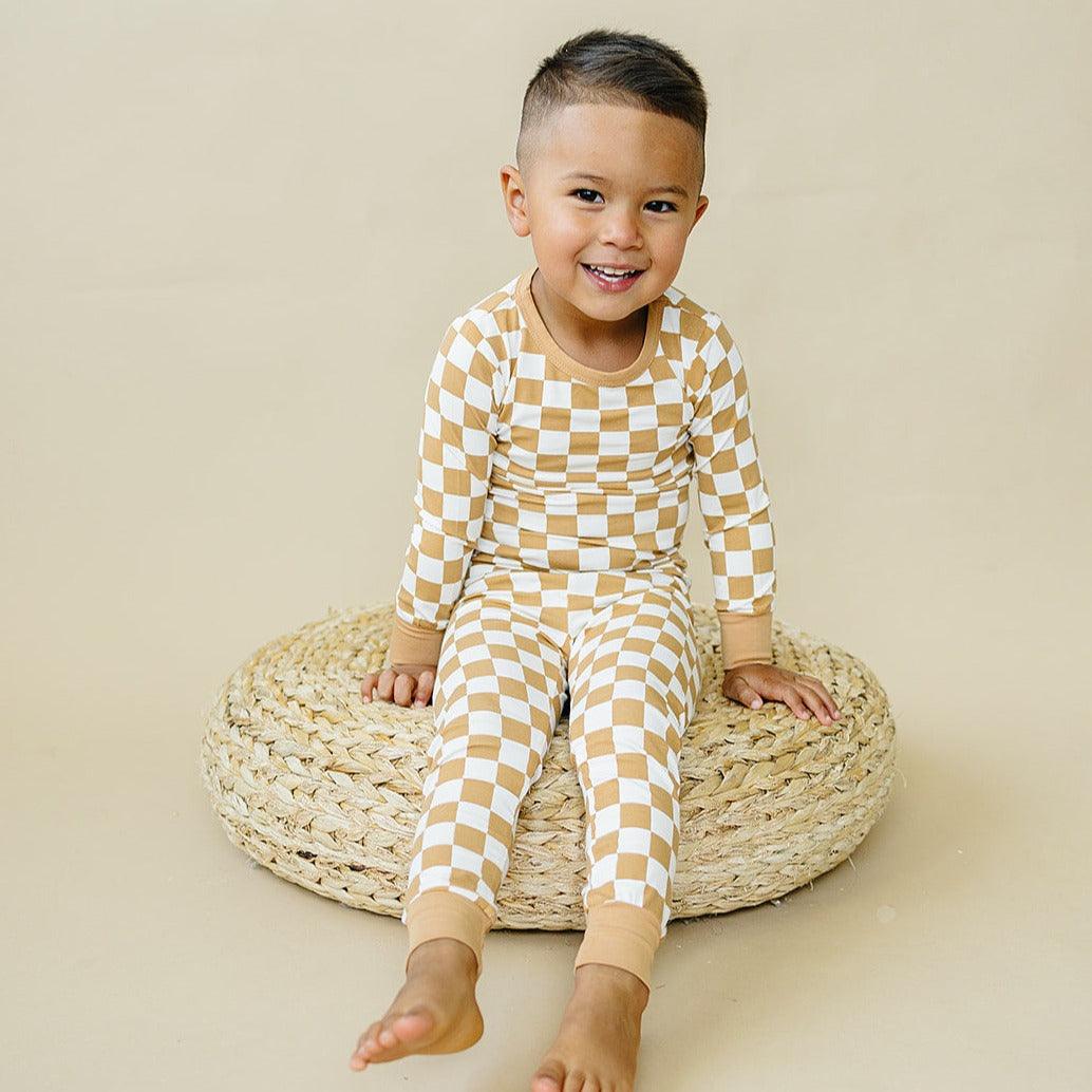 Golden Coast Check 2pc Bamboo Pajamas by Little Joy Co., product view 4