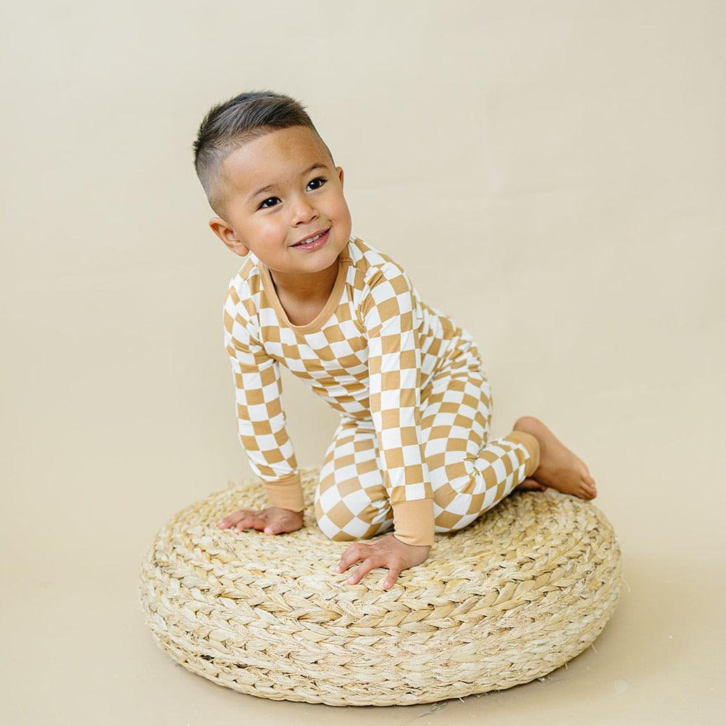Golden Coast Check 2pc Bamboo Pajamas by Little Joy Co., product view 5