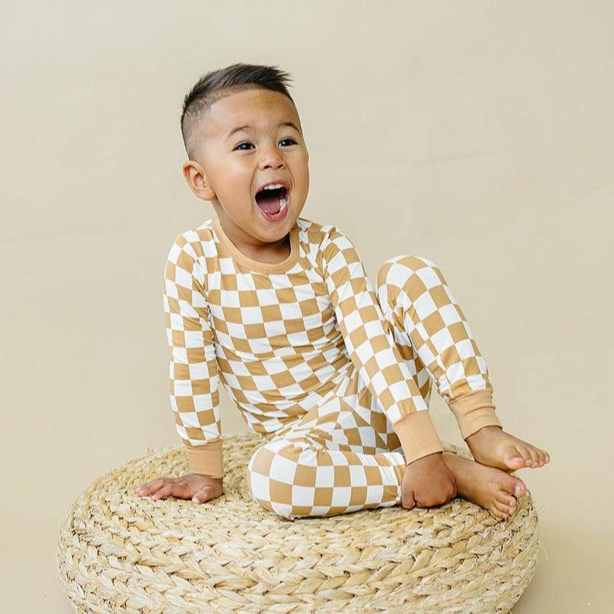 Golden Coast Check 2pc Bamboo Pajamas by Little Joy Co.