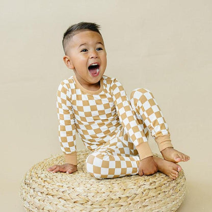 Golden Coast Check 2pc Bamboo Pajamas by Little Joy Co.