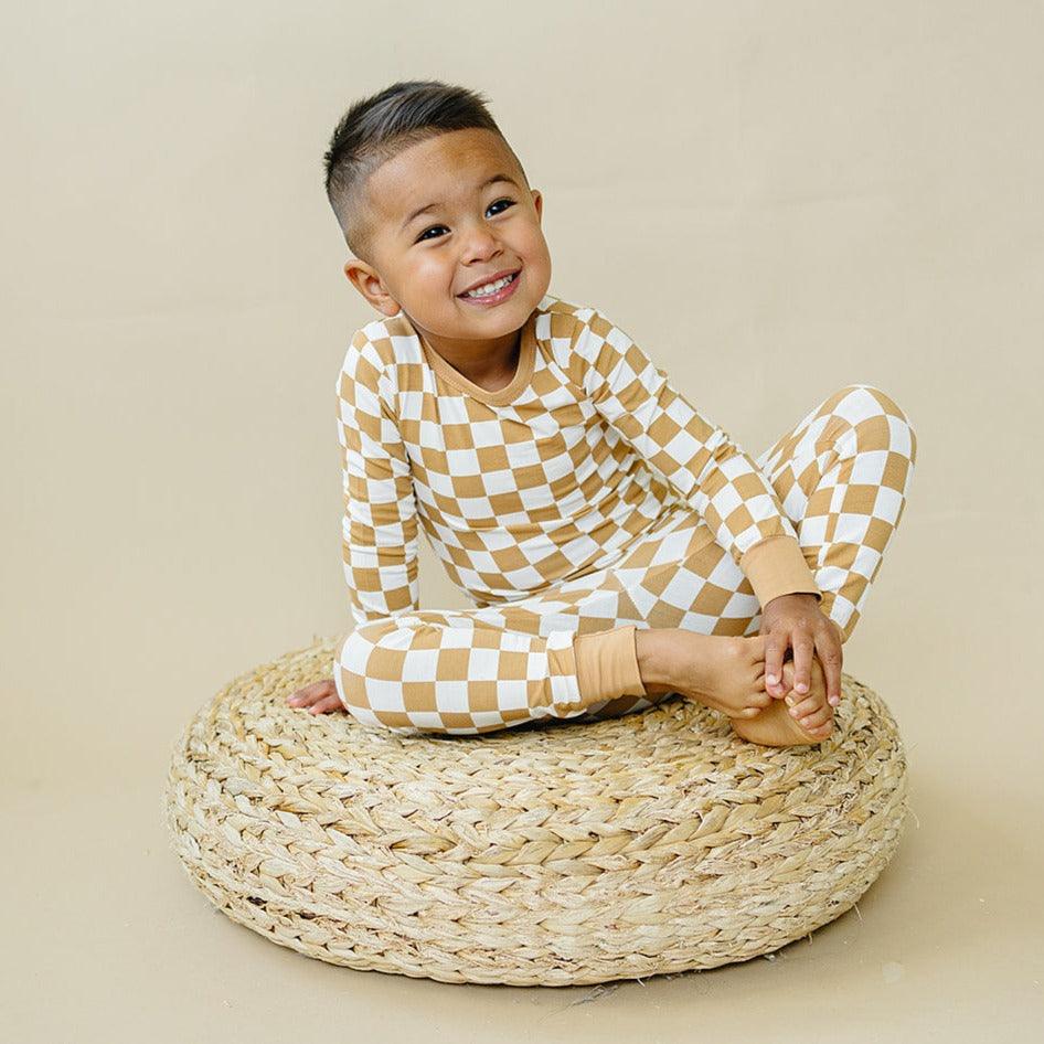 Golden Coast Check 2pc Bamboo Pajamas by Little Joy Co., product view 6