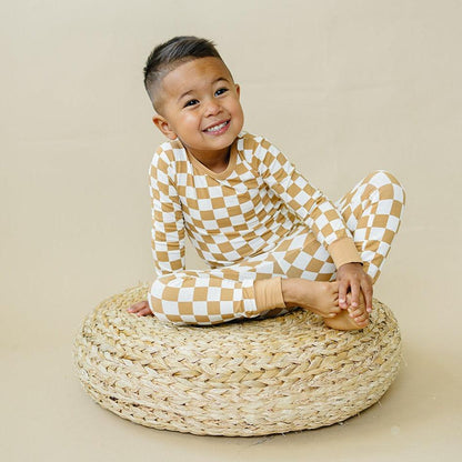 Golden Coast Check 2pc Bamboo Pajamas by Little Joy Co., product view 6