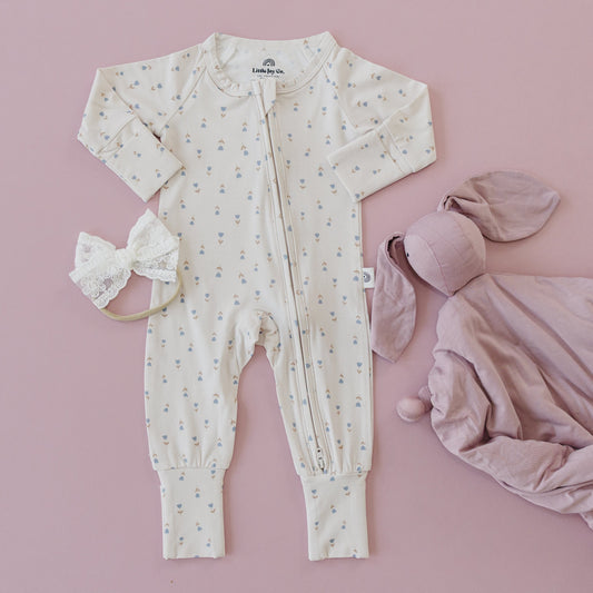 Tiny Tulips Bamboo Zippy Pajamas by Little Joy Co.