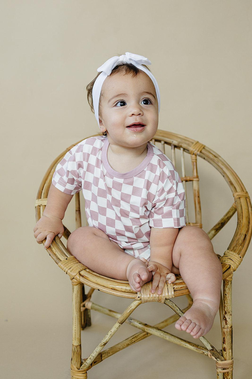Tropical Haze Check 2pc Bamboo Lounge Set *4 & 5 left by Little Joy Co., product view 4