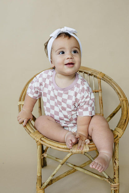 Tropical Haze Check 2pc Bamboo Lounge Set *4 & 5 left by Little Joy Co., product view 4