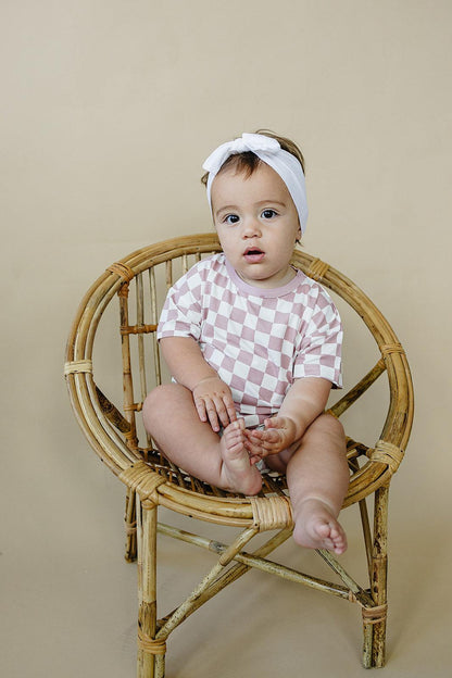 Tropical Haze Check 2pc Bamboo Lounge Set *4 & 5 left by Little Joy Co., product view 3