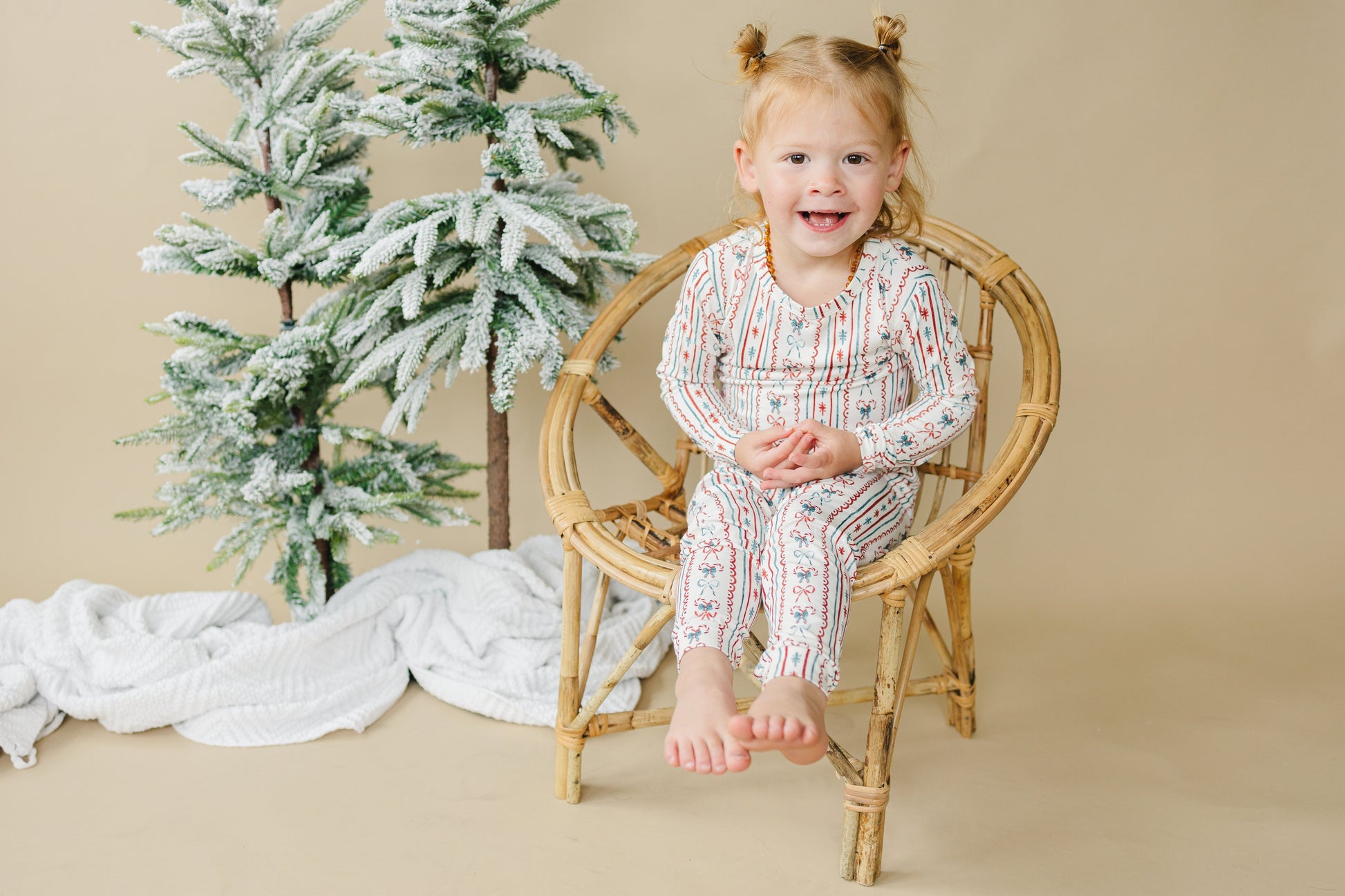Candy Cane Lane Bamboo Christmas Pajamas - 2pc Set by Little Joy Co., product view 9
