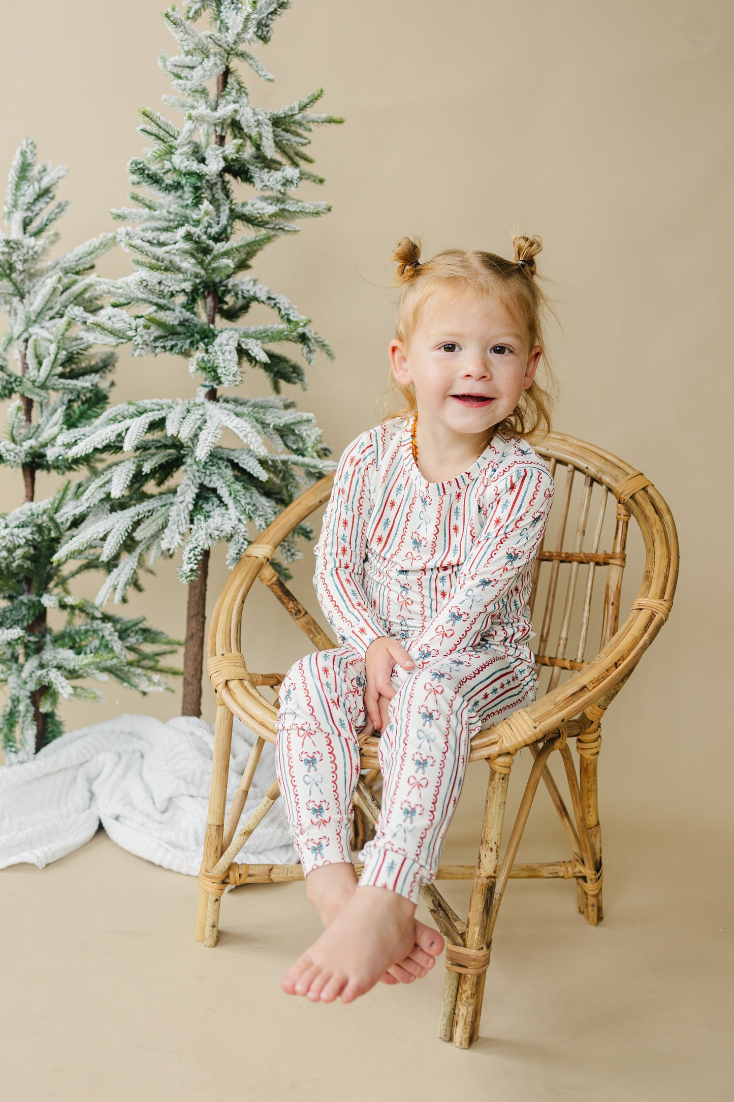 Candy Cane Lane Bamboo Christmas Pajamas - 2pc Set by Little Joy Co., product view 5