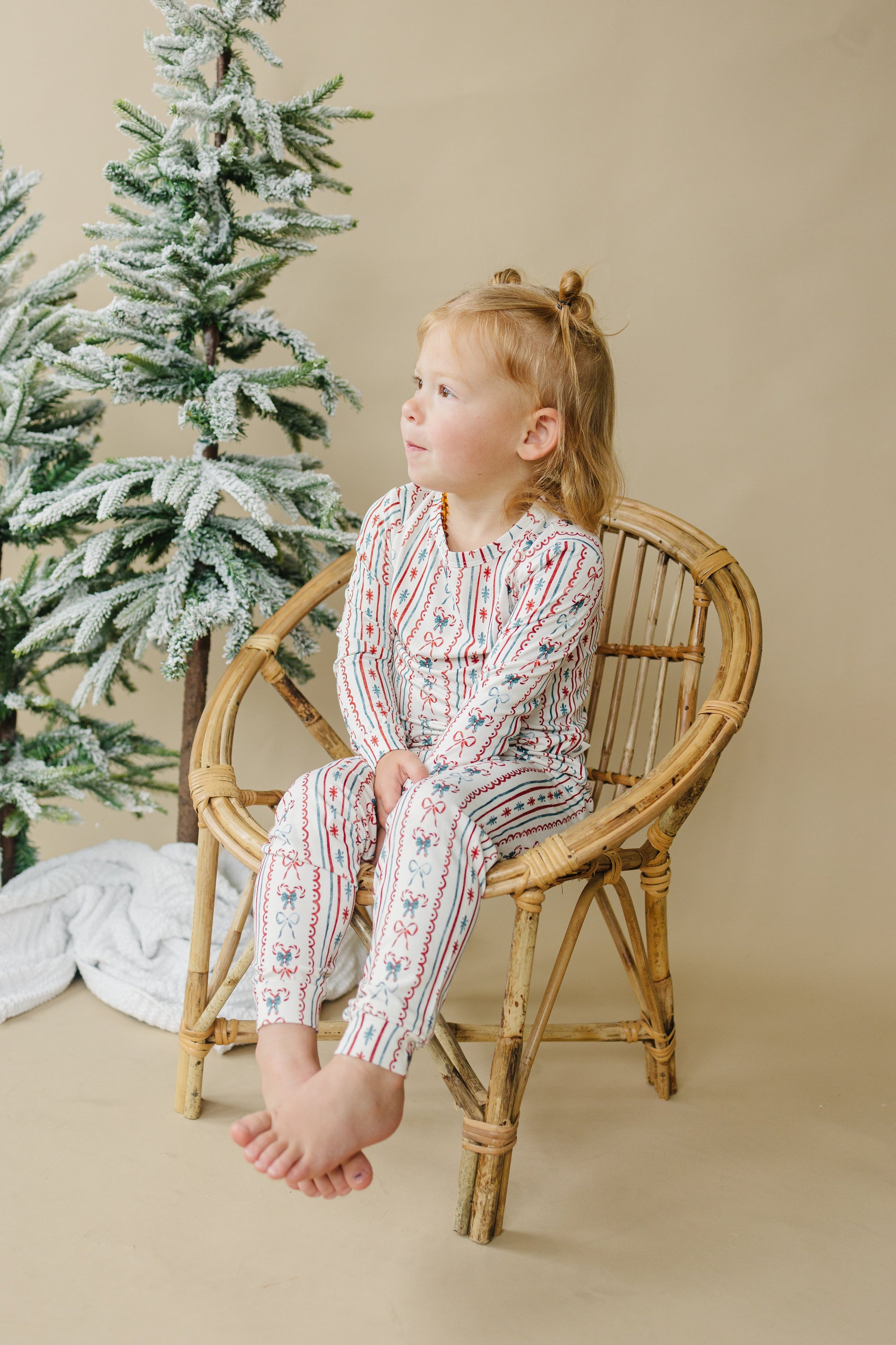 Candy Cane Lane Bamboo Christmas Pajamas - 2pc Set by Little Joy Co., product view 7