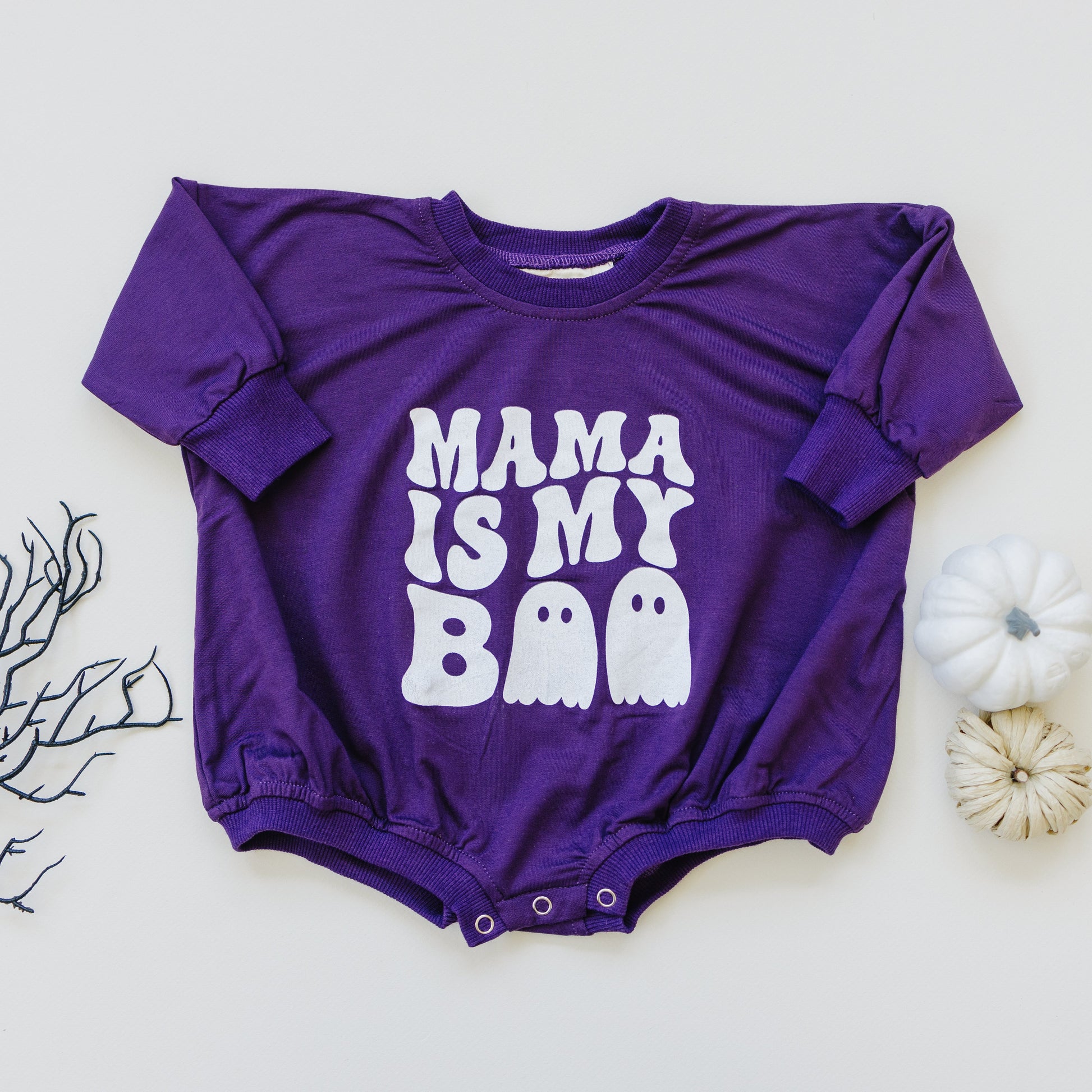 Mama Is My Boo Bamboo Sweatshirt Romper by Little Joy Co., product view 3