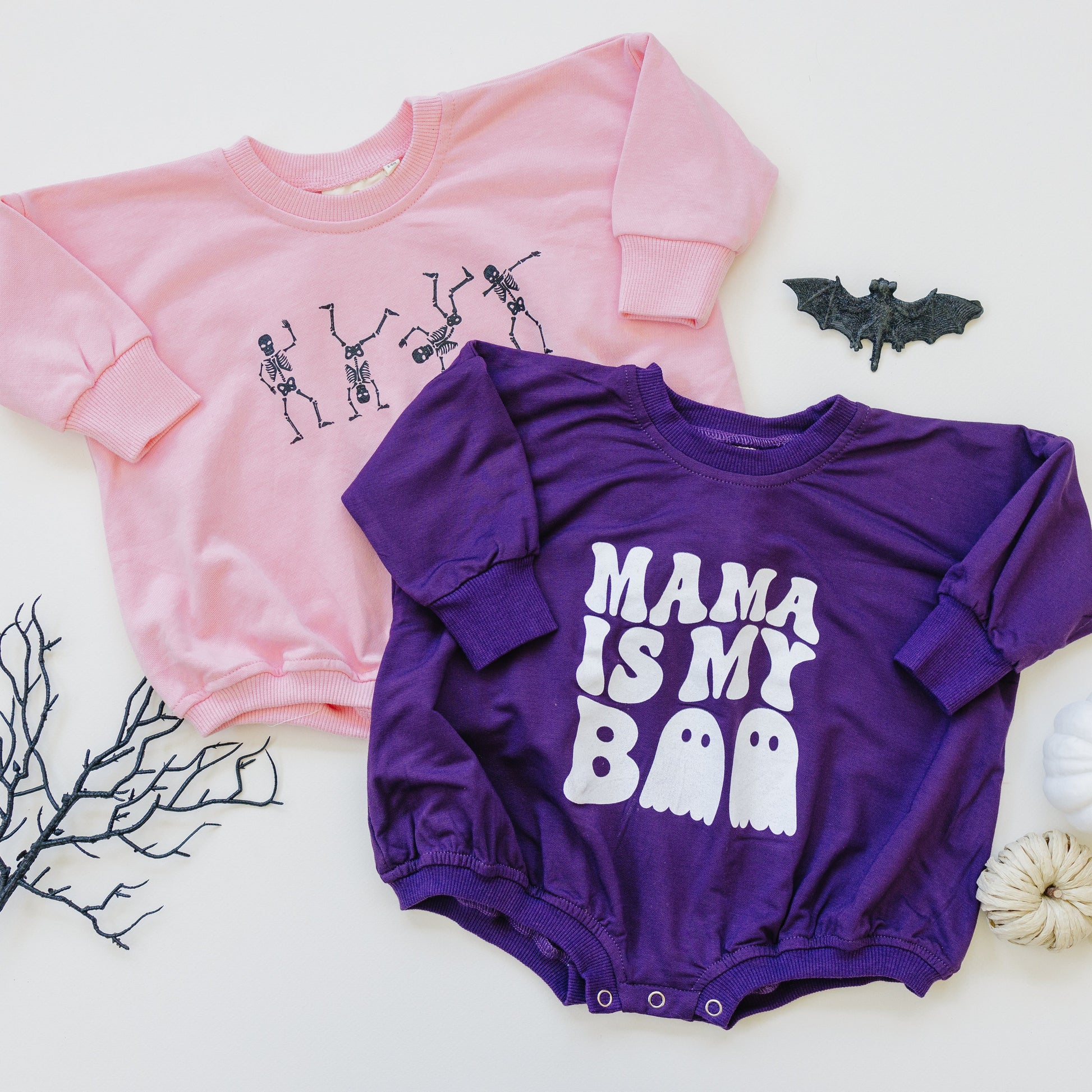Dancing Skeletons Sweatshirt Romper - Pink by Little Joy Co., product view 5