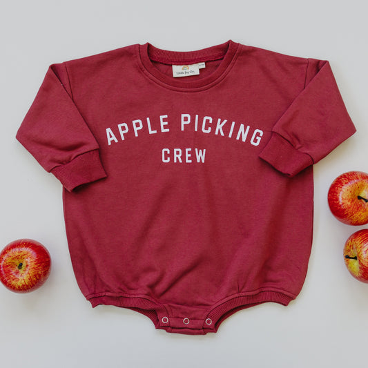 Apple Picking Crew Sweatshirt Romper by Little Joy Co., product view 2