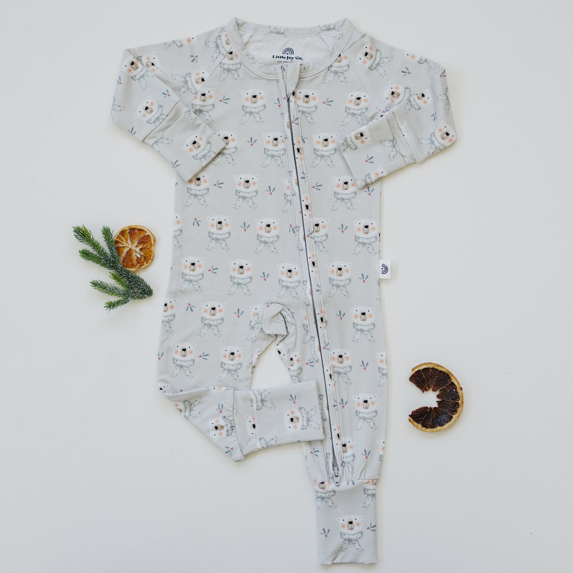 Polar Bear Zippy Romper by Little Joy Co., product view 2