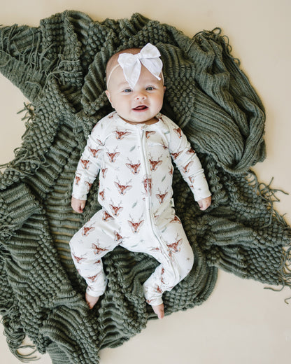 Reindeer Games Ribbed Bamboo Zippy Pajamas *NB to 3/6m left by Little Joy Co.