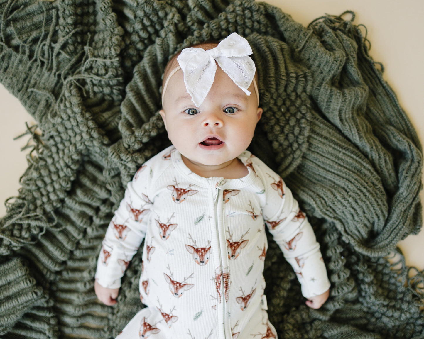 Reindeer Games Ribbed Bamboo Zippy Pajamas *NB to 3/6m left by Little Joy Co., product view 2
