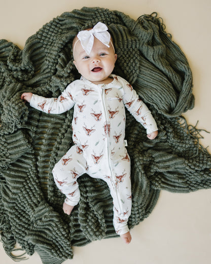 Reindeer Games Ribbed Bamboo Zippy Pajamas *NB to 3/6m left by Little Joy Co., product view 7