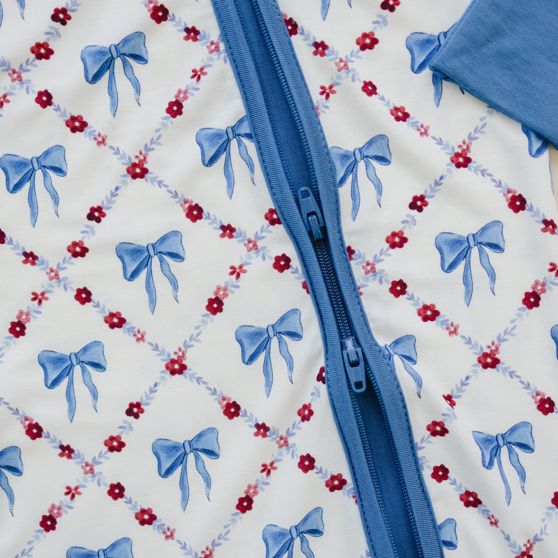 Red White & Bows Bamboo Zippy Pajamas by Little Joy Co., product view 3