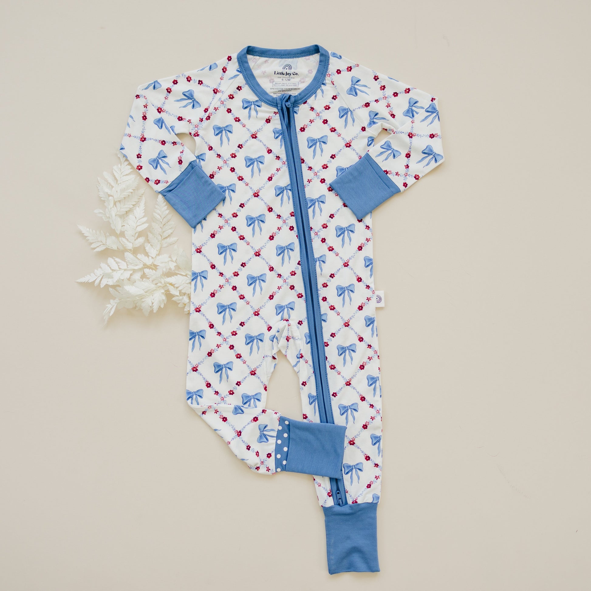 Red White & Bows Bamboo Zippy Pajamas by Little Joy Co., product view 9