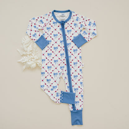 Red White & Bows Bamboo Zippy Pajamas by Little Joy Co., product view 9