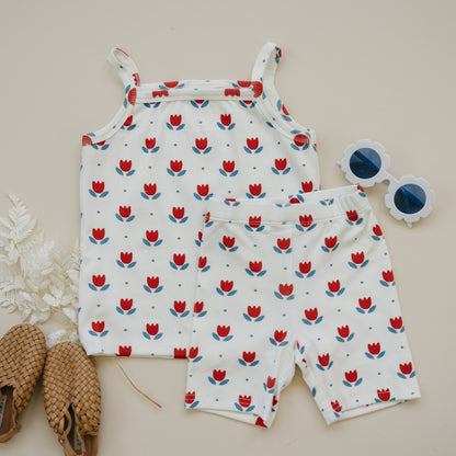Red White & Blue Tulip Ribbed Bamboo 2pc Tank Set *Sizes 4T-6 left by Little Joy Co., product view 3