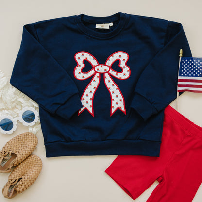 Tulip Bow Applique Crewneck Sweatshirt by Little Joy Co., product view 3