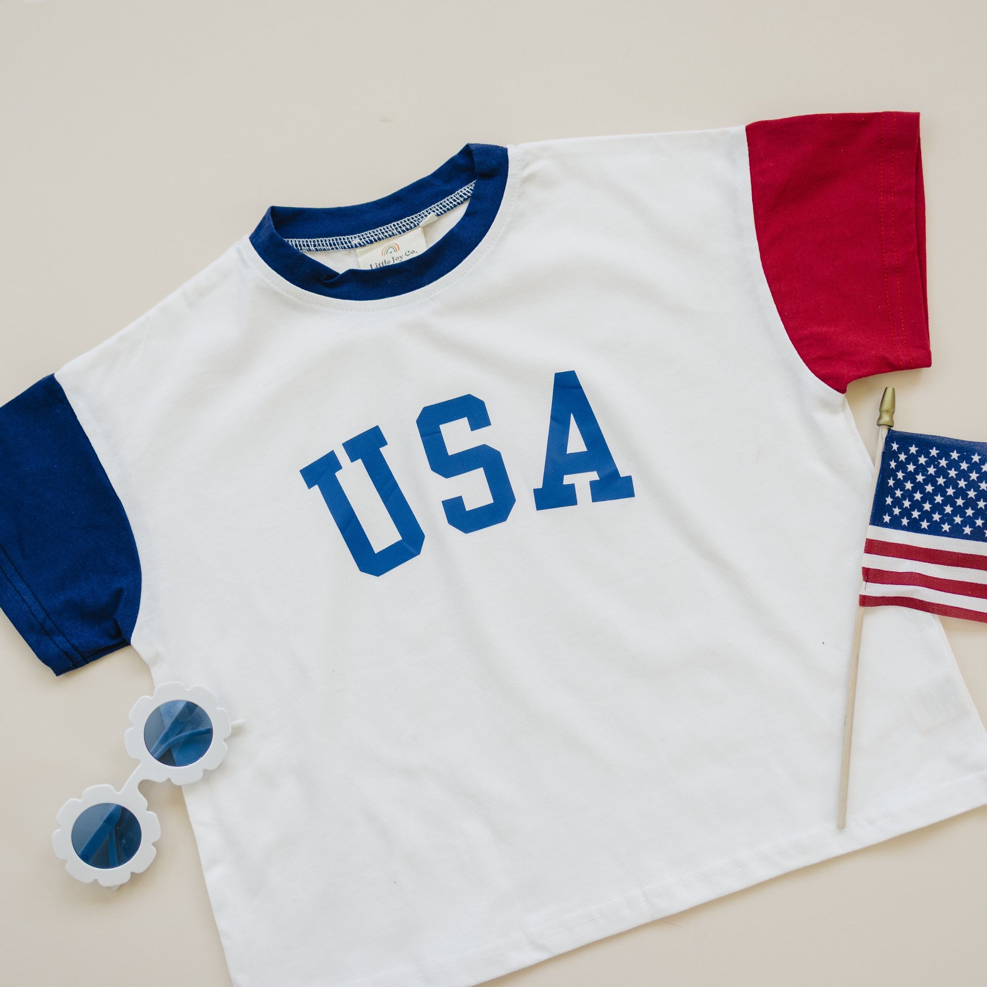 USA Colorblock Tee - Oversized or Regular Fit by Little Joy Co., product view 3