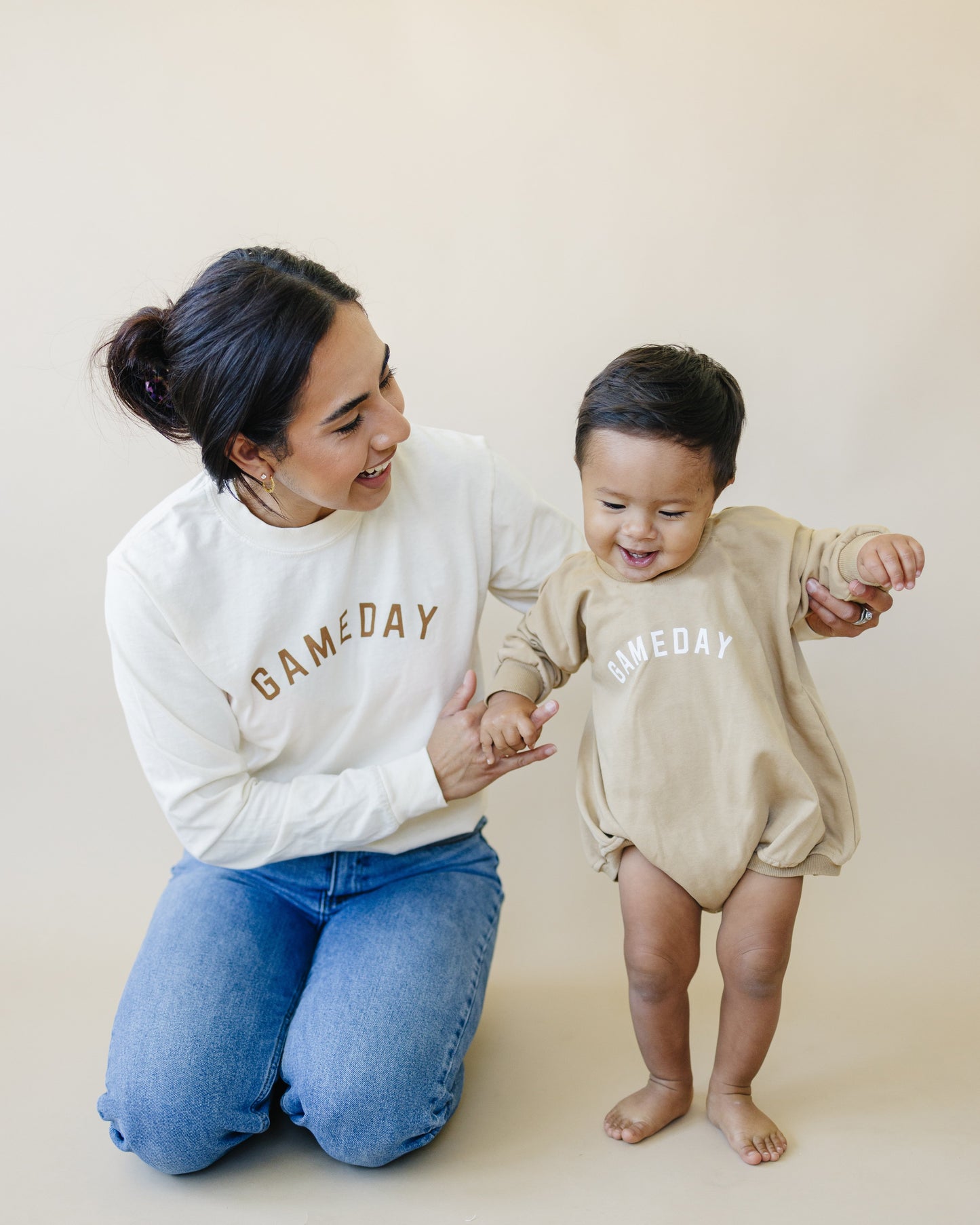 Gameday Sweatshirt Bubble Romper by Little Joy Co., product view 3
