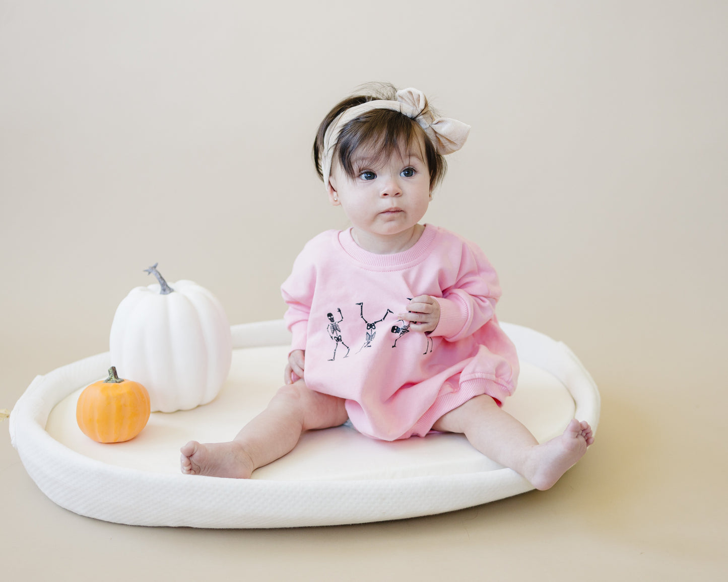 Dancing Skeletons Sweatshirt Romper - Pink by Little Joy Co., product view 3