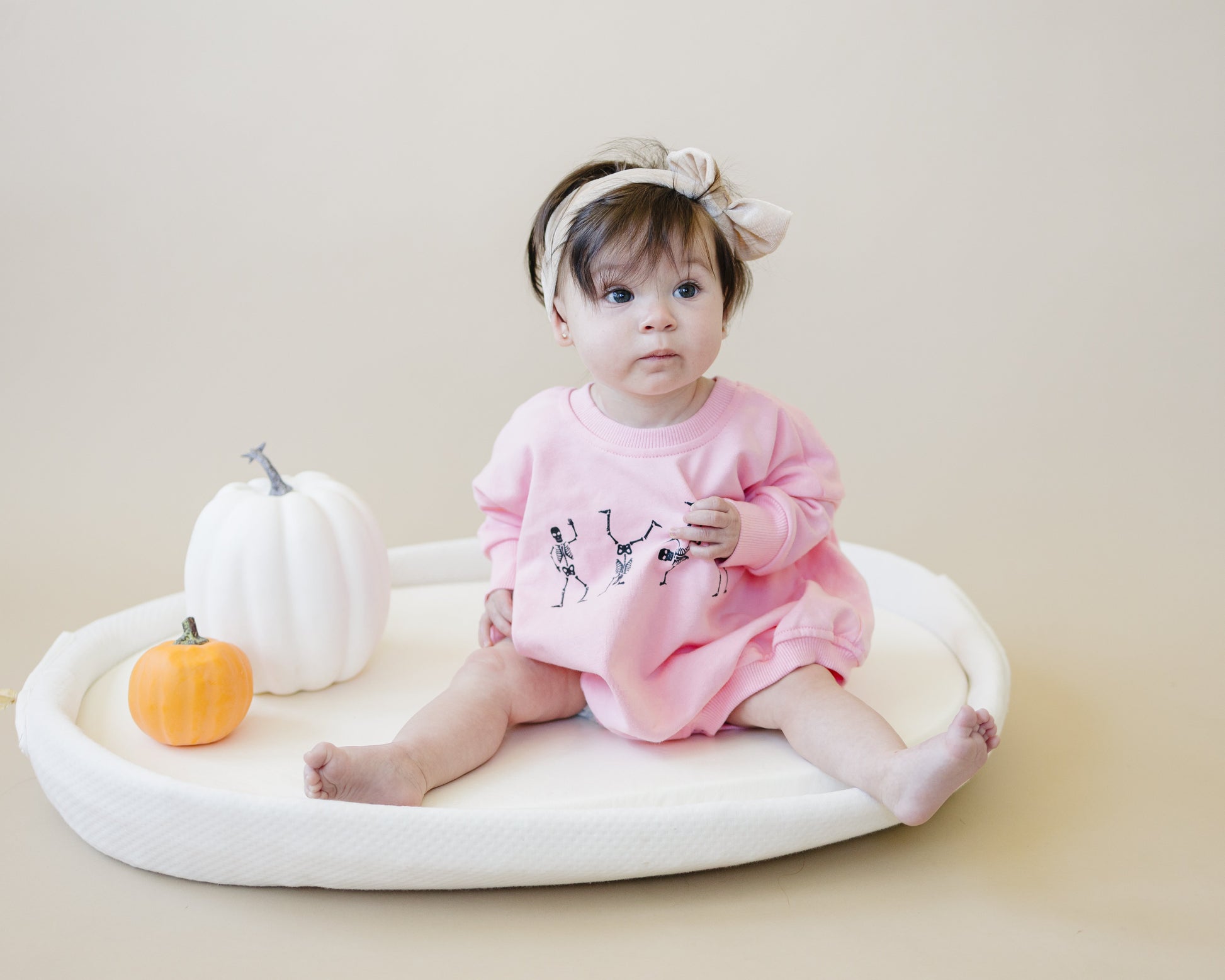 Dancing Skeletons Sweatshirt Romper - Pink by Little Joy Co., product view 3