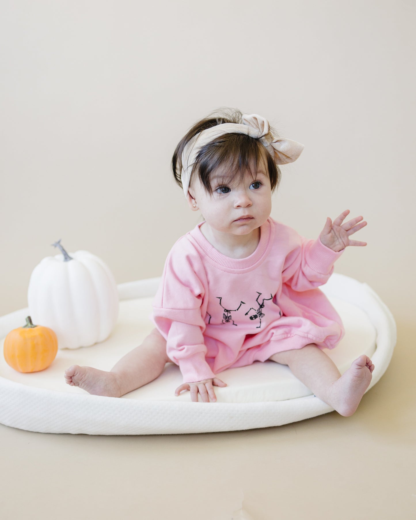 Dancing Skeletons Sweatshirt Romper - Pink by Little Joy Co., product view 4