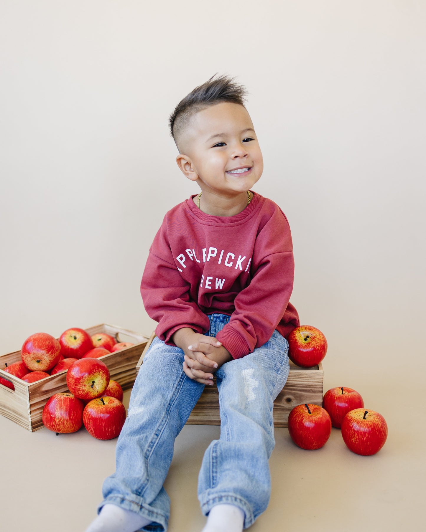 Apple Picking Crew Crewneck Sweatshirt by Little Joy Co., product view 5
