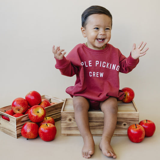 Apple Picking Crew Sweatshirt Romper by Little Joy Co.