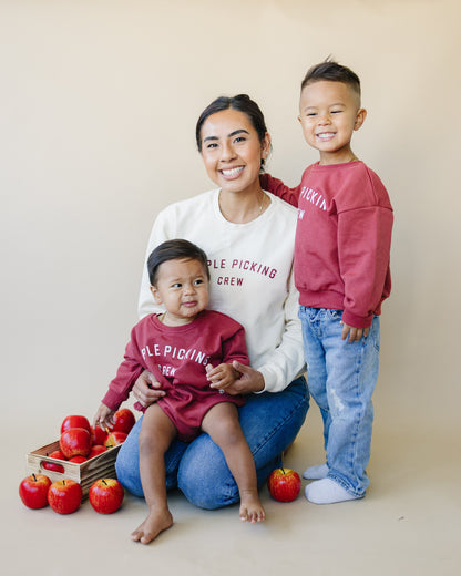 Apple Picking Crew Sweatshirt Romper by Little Joy Co., product view 3