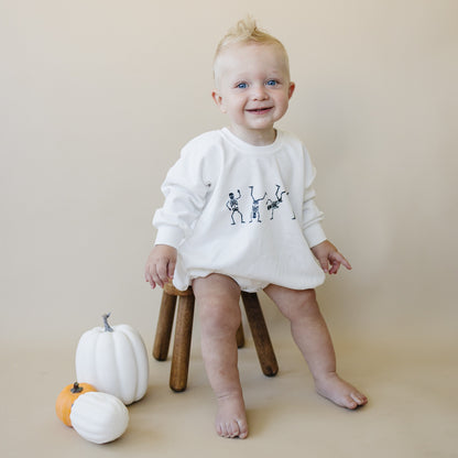 Dancing Skeletons Sweatshirt Romper - White by Little Joy Co.