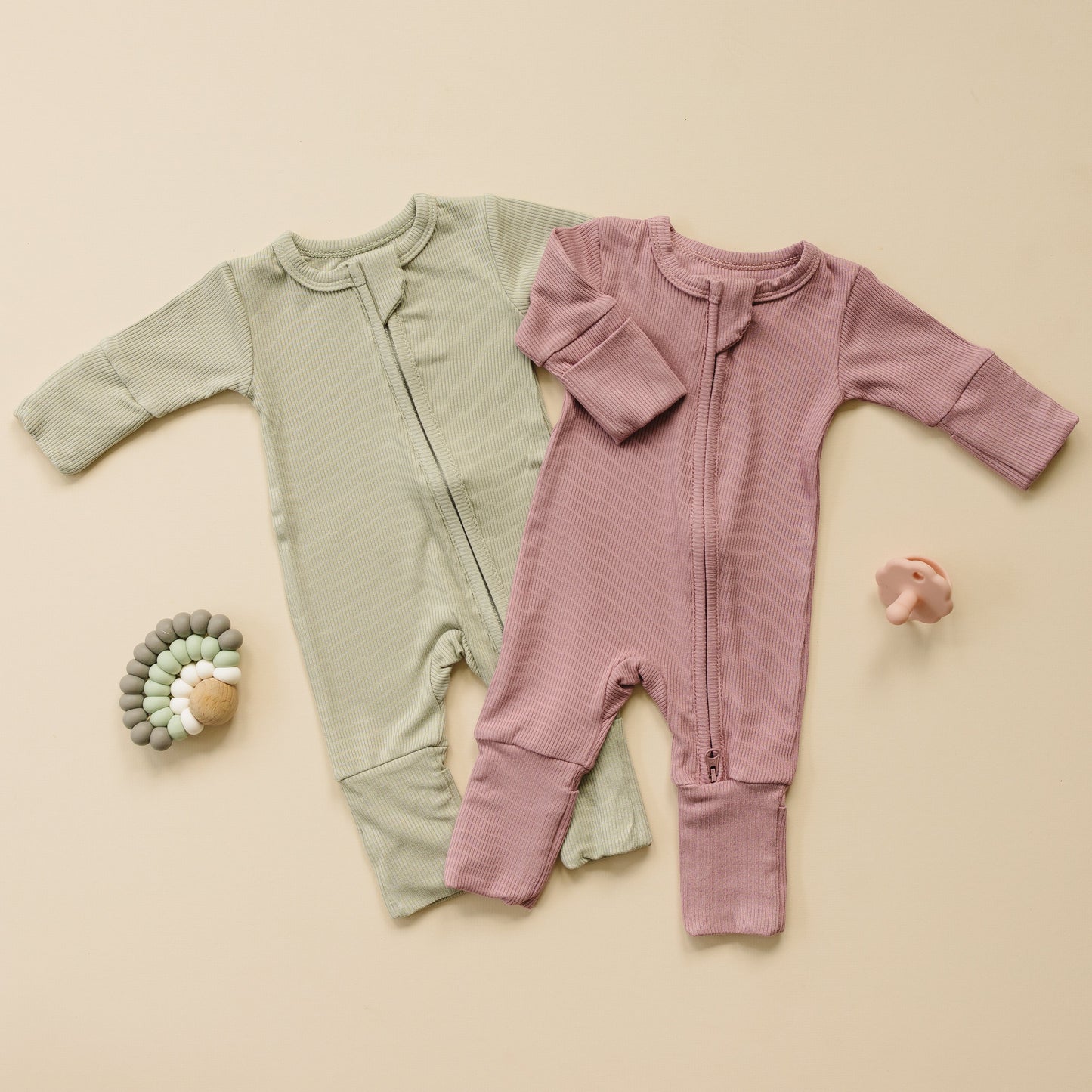 Solid Ribbed Bamboo Zippy Romper - more colors by Little Joy Co., product view 11