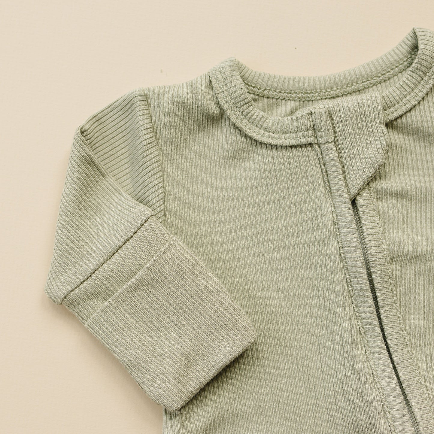 Solid Ribbed Bamboo Zippy Romper - more colors by Little Joy Co., product view 12