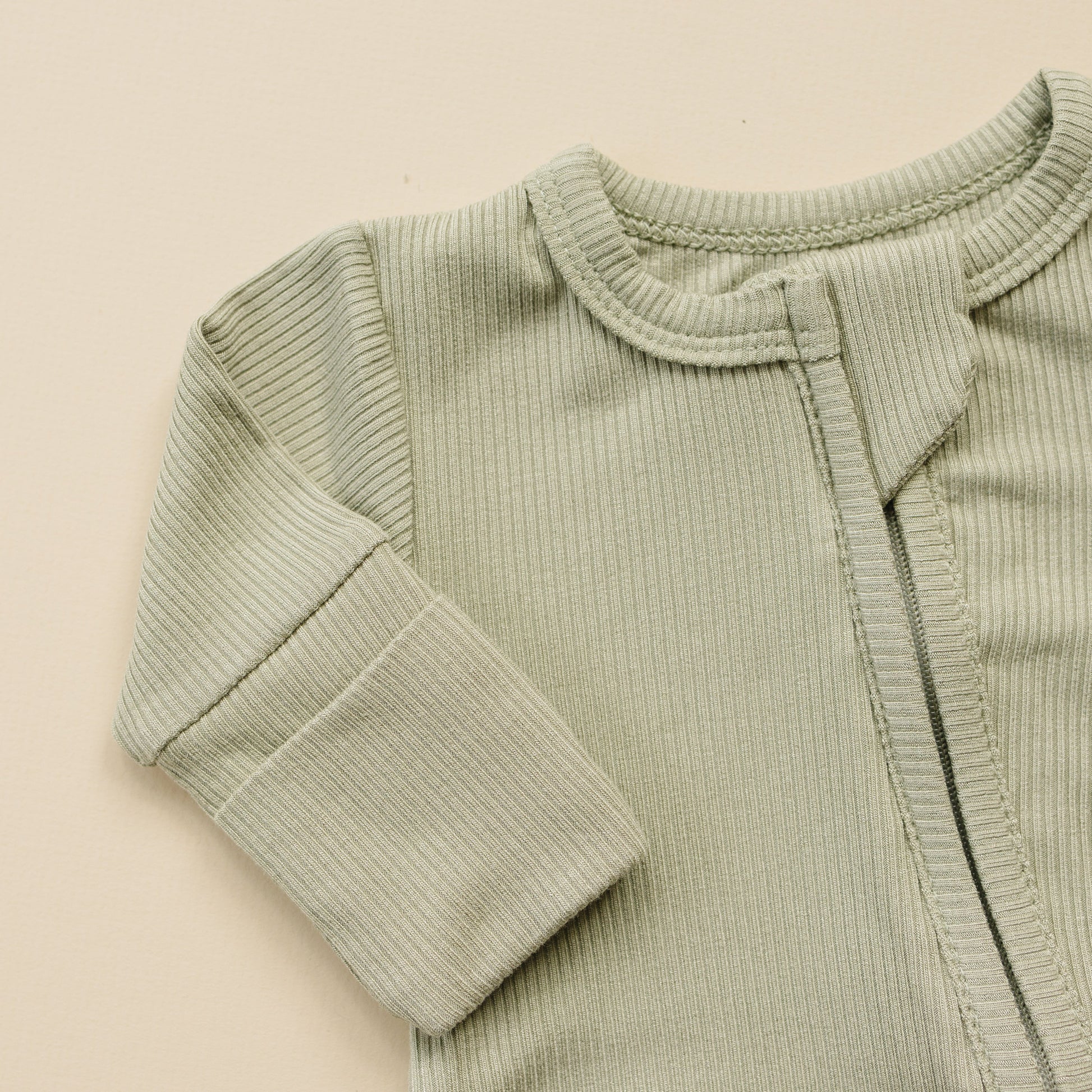 Solid Ribbed Bamboo Zippy Romper - more colors by Little Joy Co., product view 12