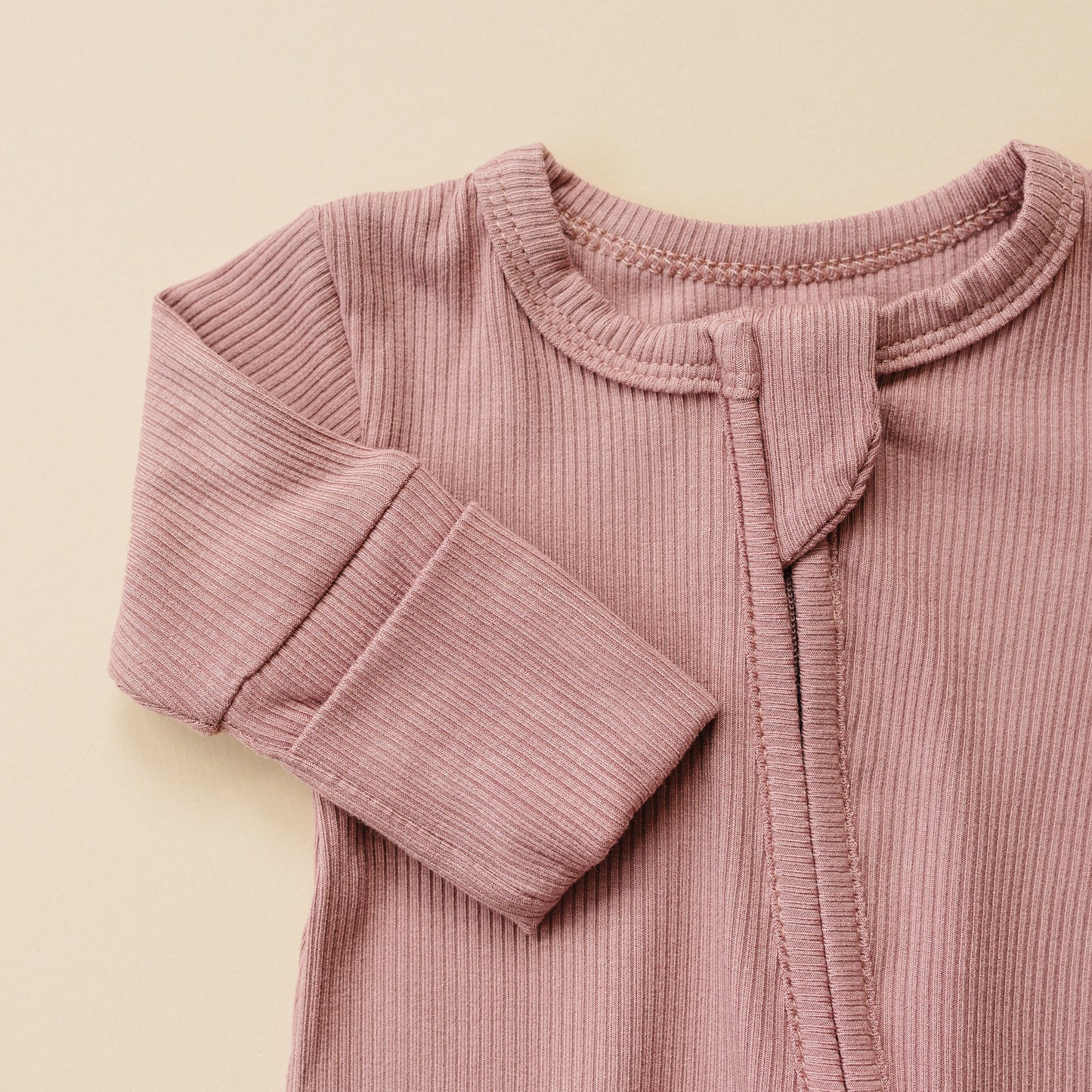 Solid Ribbed Bamboo Zippy Romper - more colors by Little Joy Co., product view 13
