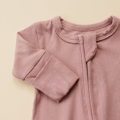 Solid Ribbed Bamboo Zippy Romper - more colors by Little Joy Co., product view 13